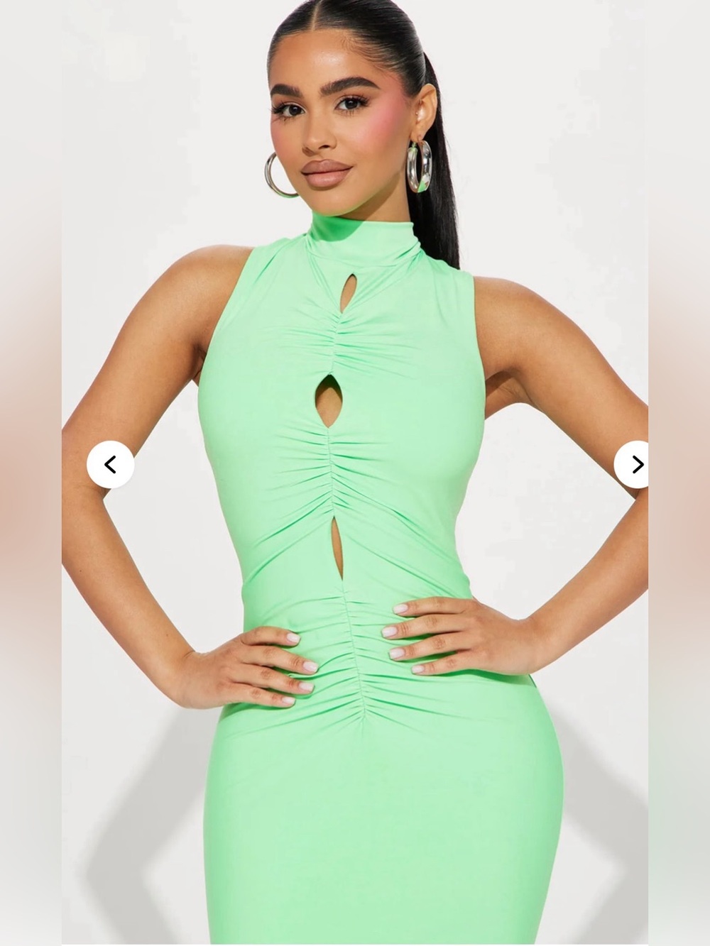 Fashion Nova Mint Green Sleeveless Cutout Midi Dress